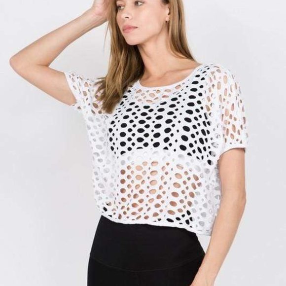 Off The Mat Work Out Shirt-Wht - Picture 1 of 5